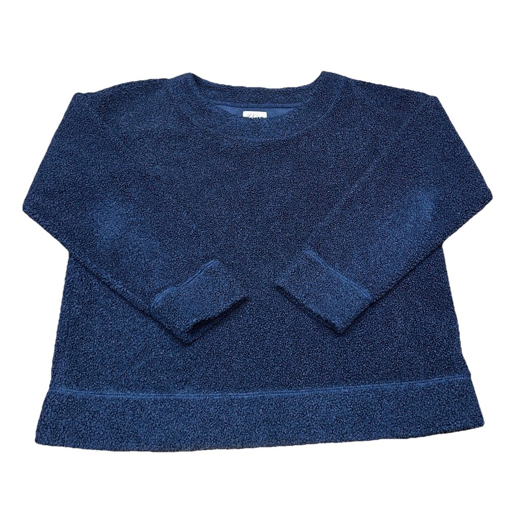 J. Crew Vintage Fleece Sweatshirt Sherpa Pullover Long Sleeves Navy Blue Women S